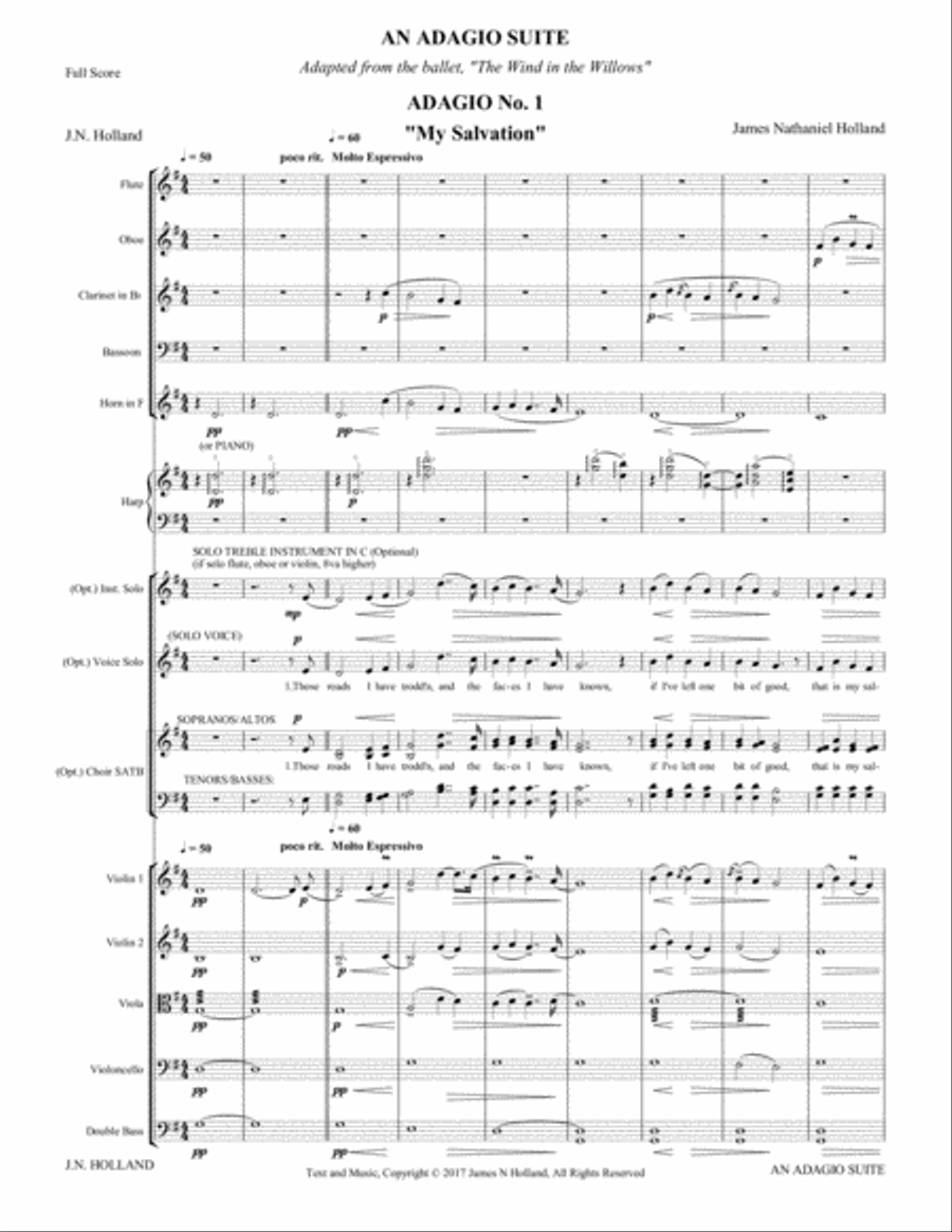 An Adagio Suite, in Three Movements for Small Orchestra, Solo Voices, SATB Chorus(or Various Combina 4-Part scores gallery preview page 5