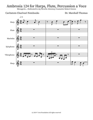 Ambrosia 124 for Harps, Flute, Percussion a Voce