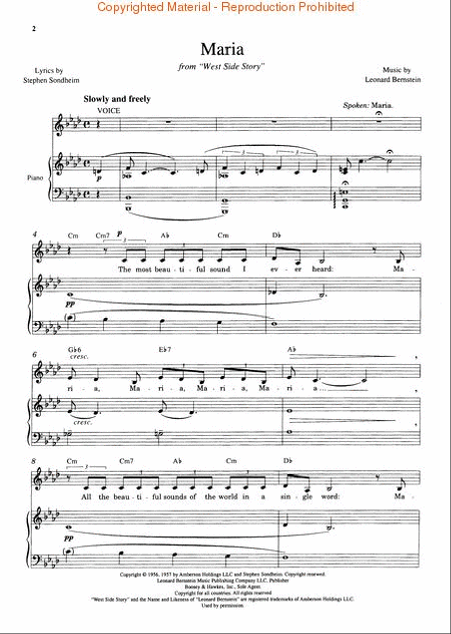Maria (from West Side Story) Piano, Vocal scores gallery preview page 2