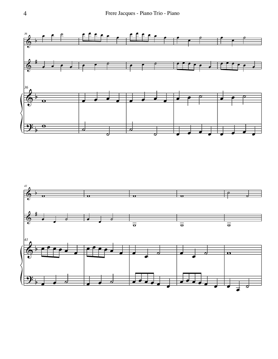 Frere Jacques for Flute, Clarinet & Piano Woodwind Duet scores gallery preview page 4