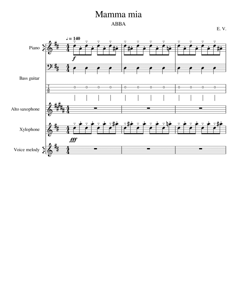 Mamma Mia Mamma Mia Small Ensemble scores gallery preview page 1