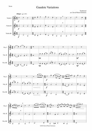 Gaudete Variations for violin trio