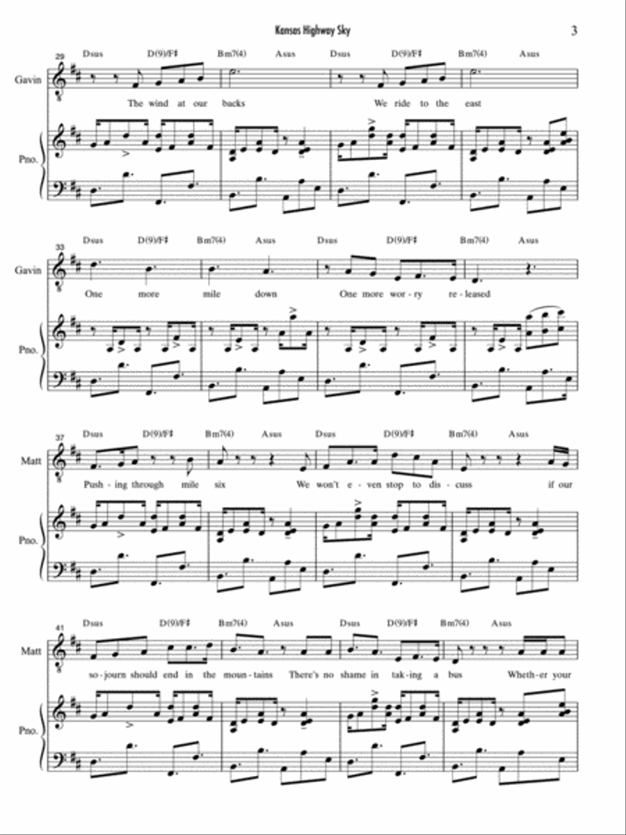 Kansas Highway Sky Kansas Highway Sky Piano, Vocal scores gallery preview page 3