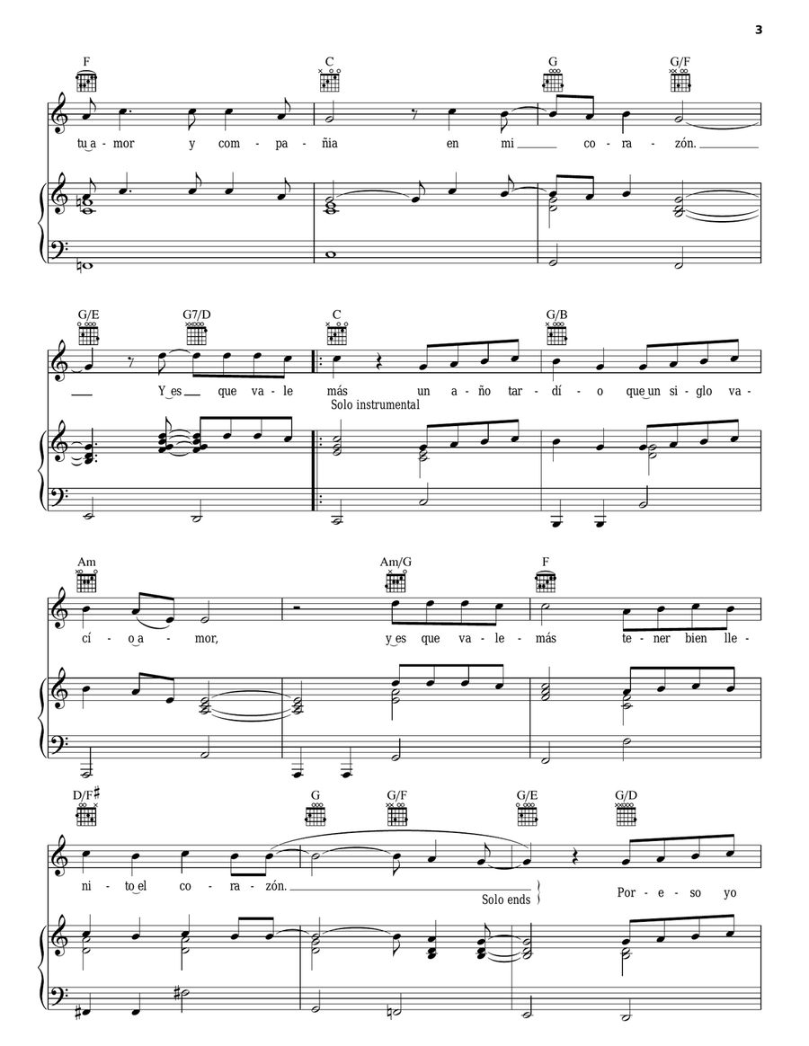 Nada Valgo Sin Tu Amor Piano, Vocal, Guitar scores gallery preview page 3