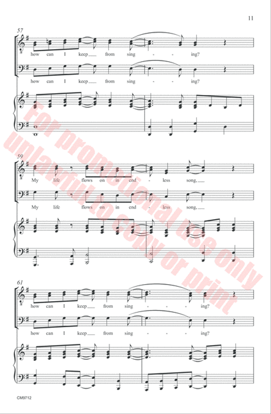 How Can I Keep From Singing? TTB scores gallery preview page 11