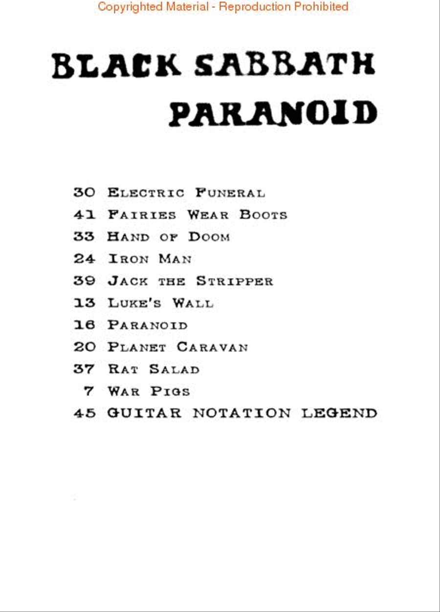 Black Sabbath – Paranoid Black Sabbath – Paranoid Electric Guitar scores gallery preview page 2