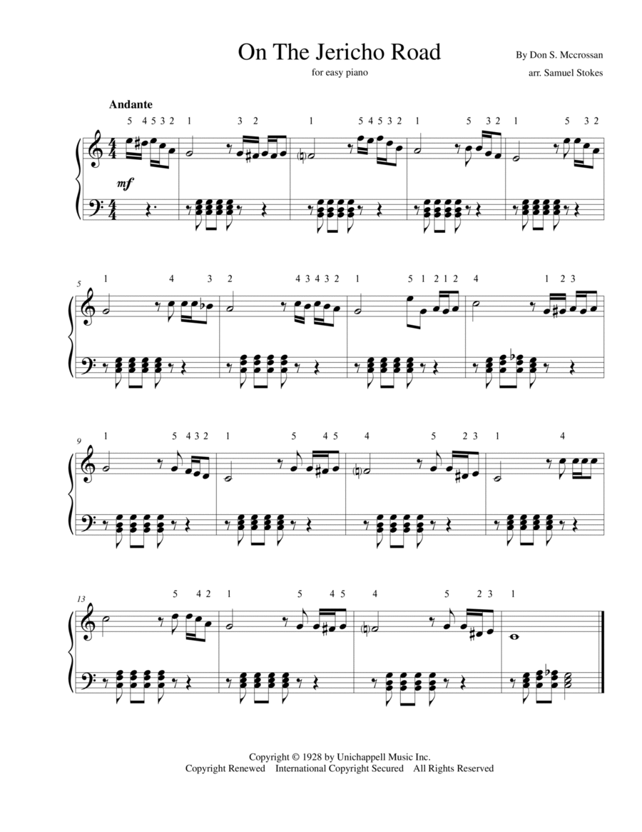 On The Jericho Road Easy Piano scores gallery preview page 1