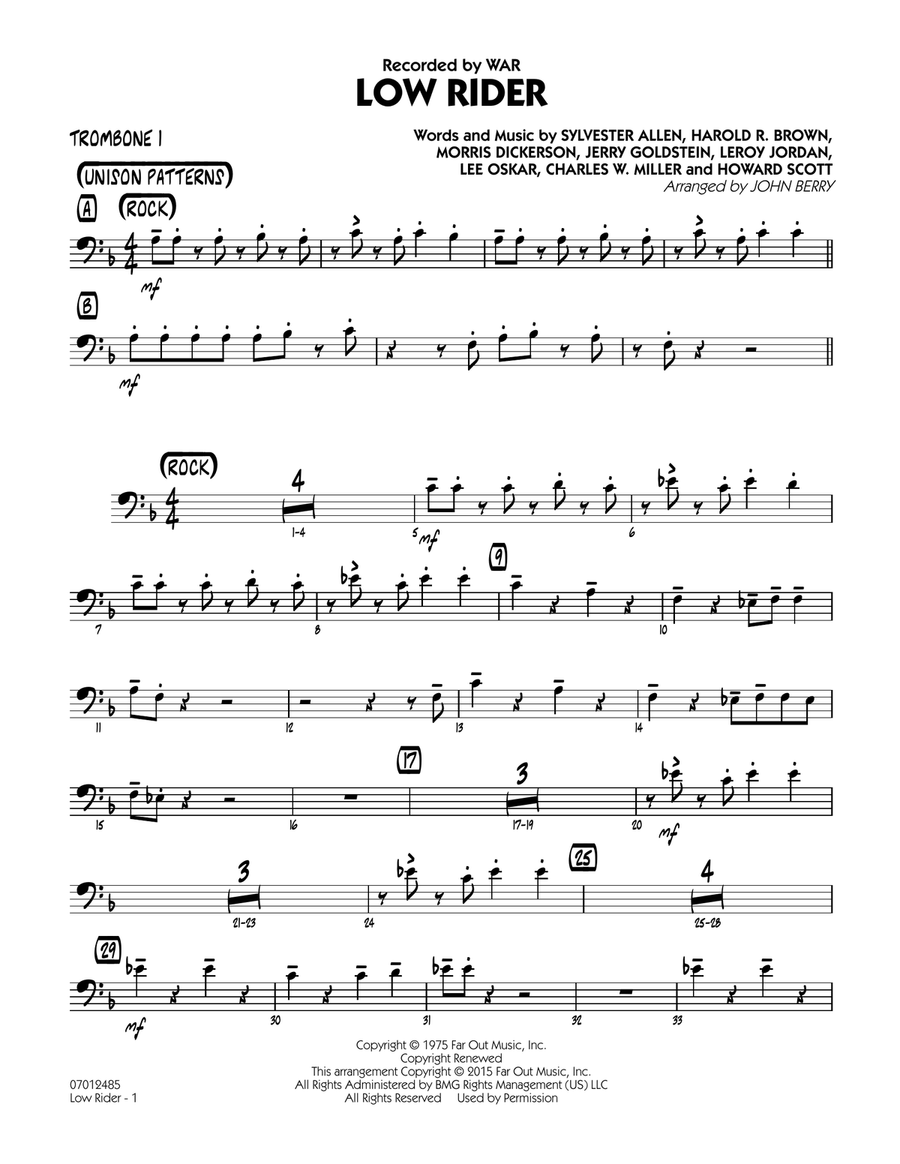 Low Rider - Trombone 1 Jazz Ensemble scores gallery preview page 1