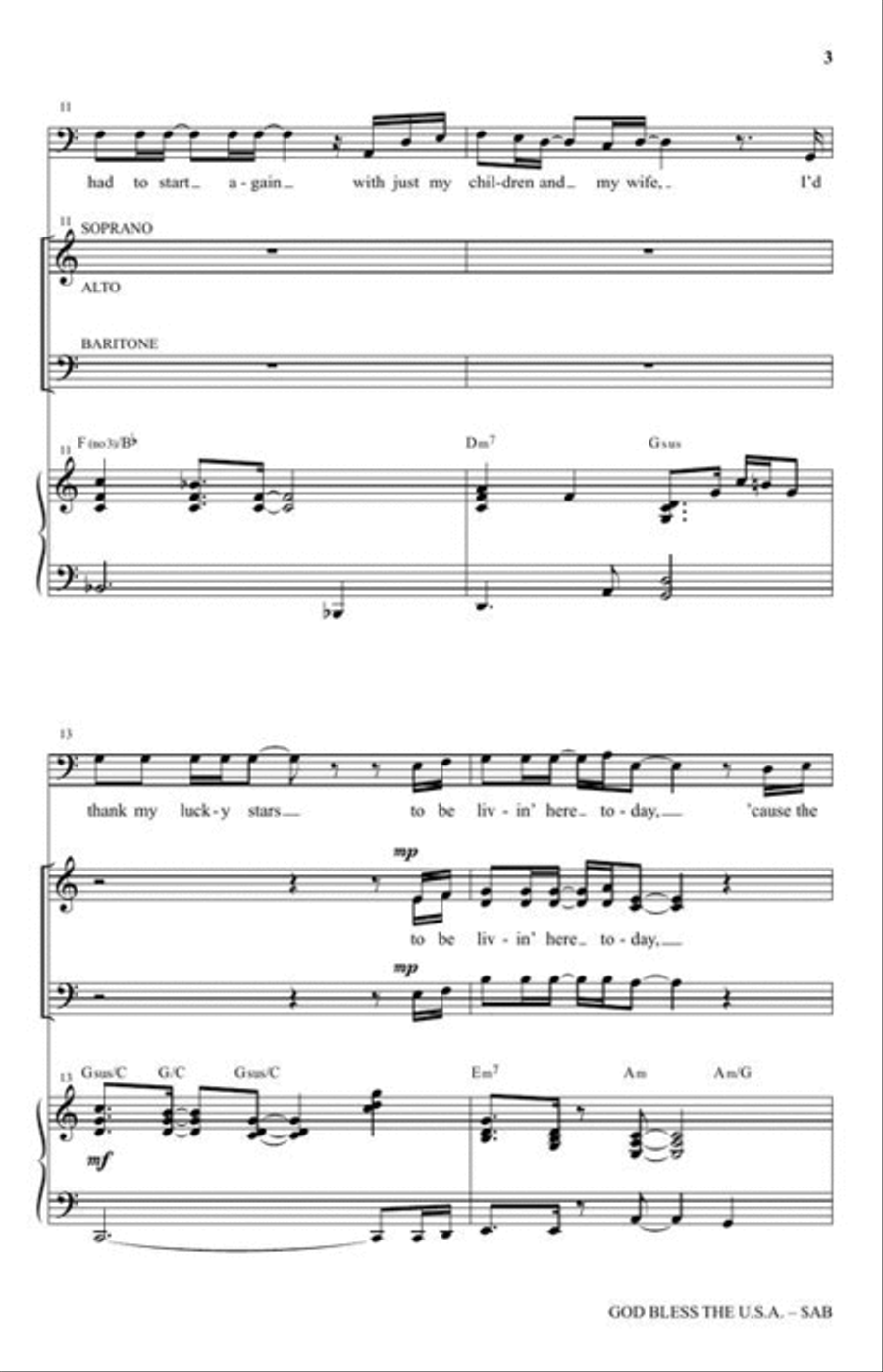 God Bless the U.S.A. 3-Part scores gallery preview page 4
