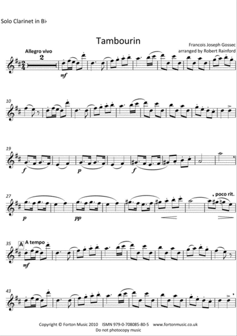 Tambourin Clarinet Choir scores gallery preview page 6