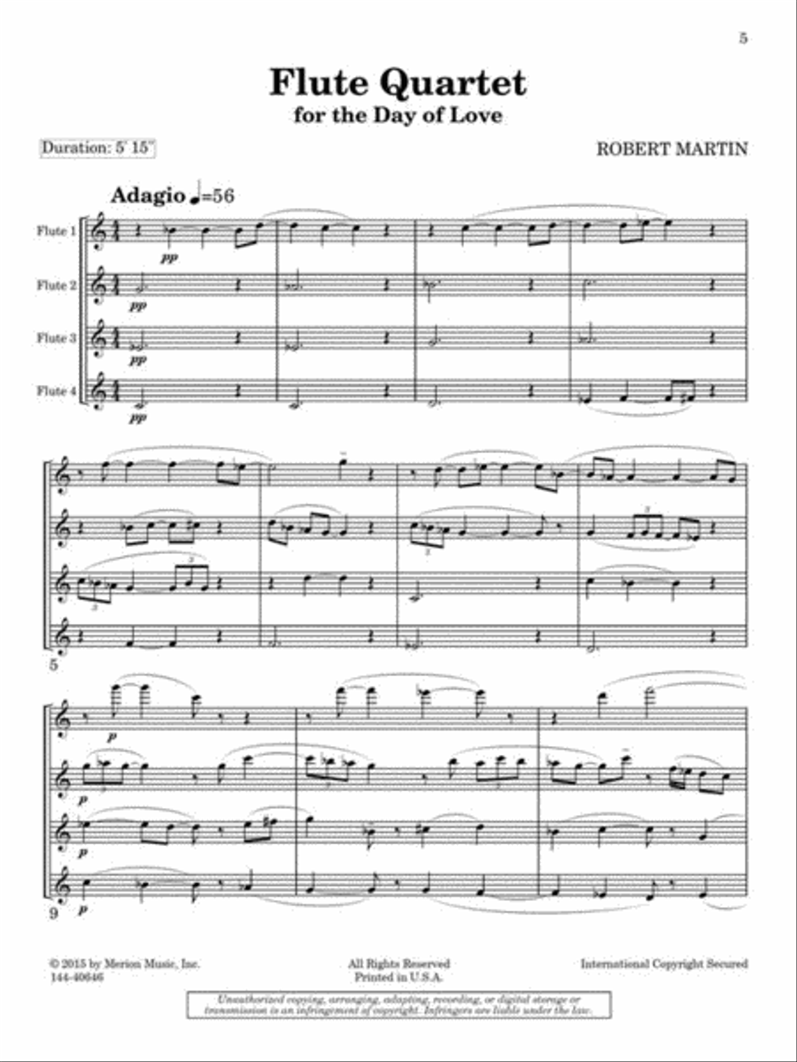 Flute Quartet for the Day of Love Flute Quartet scores gallery preview page 2
