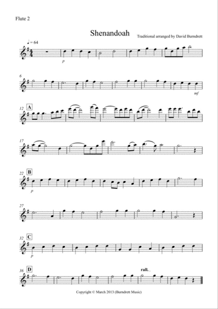 Shenandoah for Flute Quartet Flute Quartet scores gallery preview page 5