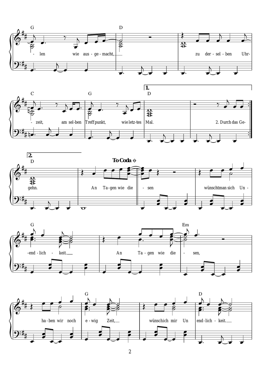 Tage Wie Diese Piano, Vocal scores gallery preview page 2