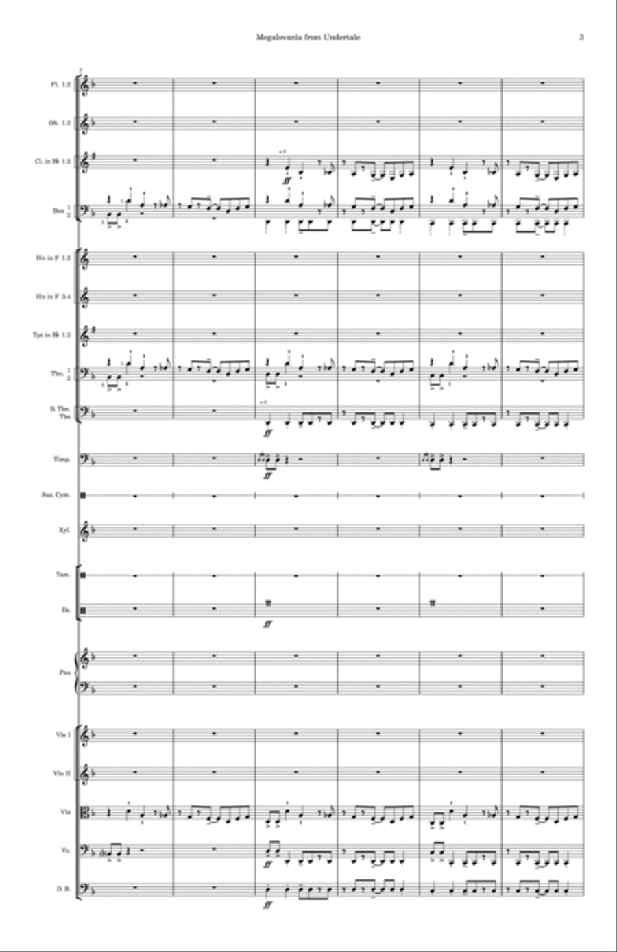 Megalovania Full Orchestra scores gallery preview page 3