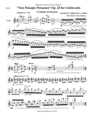Tres Paisajes Peruanos Op. 23 for violin solo