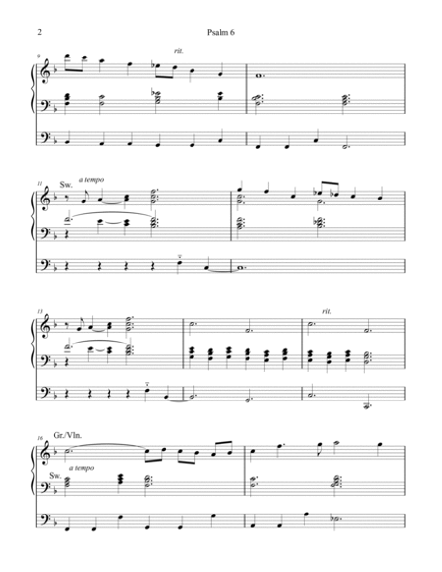Psalm 6, organ work (with opt. Violin) by Phil Lehenbauer Violin scores gallery preview page 3
