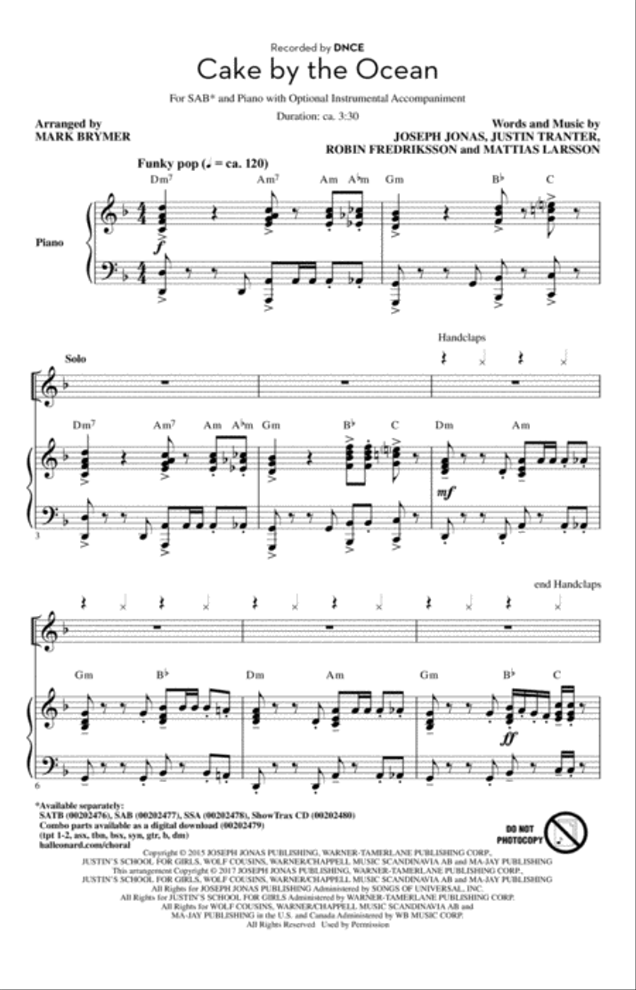 Cake By The Ocean 3-Part scores gallery preview page 1