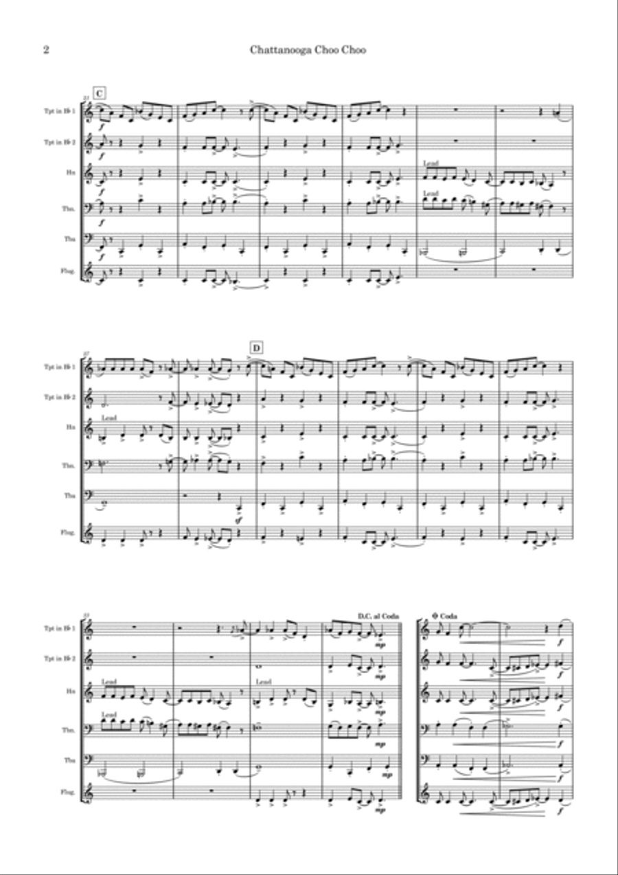 Chattanooga Choo Choo Brass Quintet scores gallery preview page 2