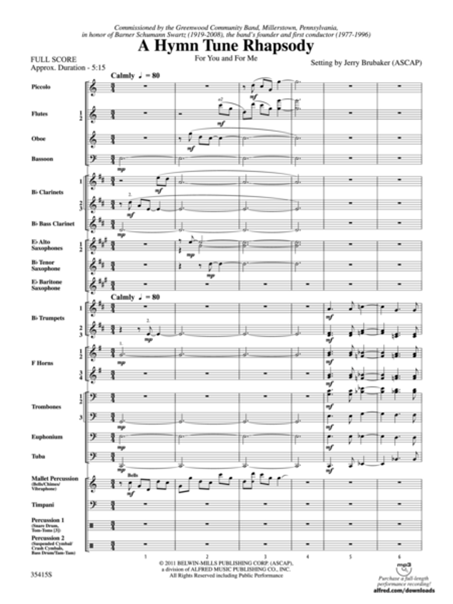 A Hymn Tune Rhapsody Concert Band scores gallery preview page 2