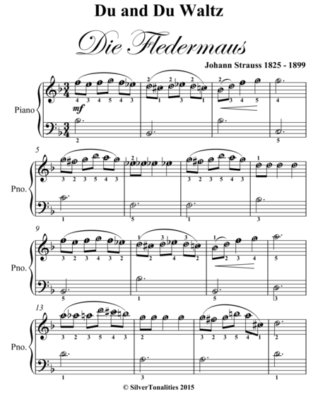 Du and Du Die Fledermaus Waltz Easiest Piano Sheet Music