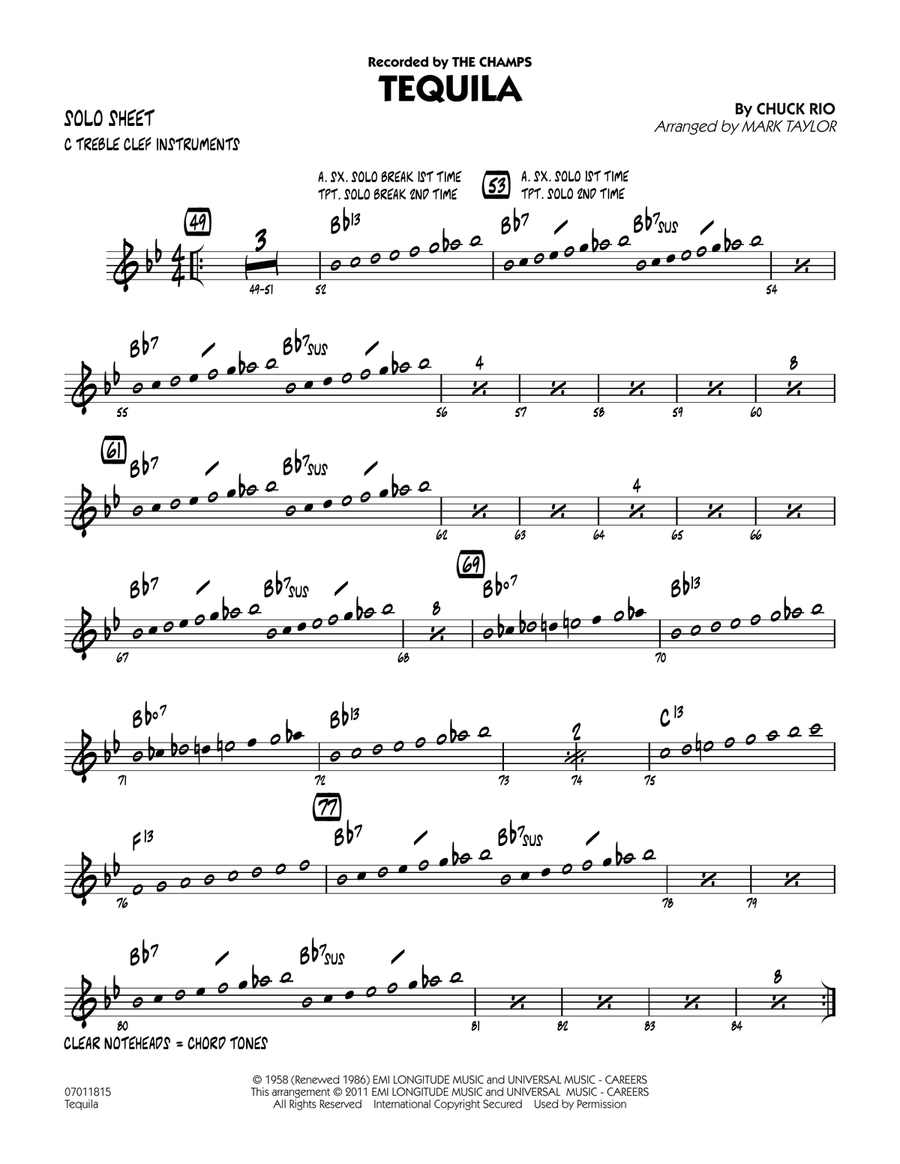 Tequila - C Solo Sheet