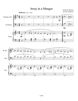 Book cover for Away in a Manger (trumpet and trombone duet) with optional piano accompaniment