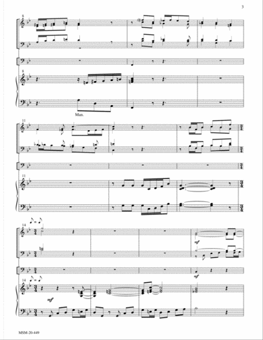 Easter Carillon for Brass Quartet, Timpani, and Organ Organ scores gallery preview page 3