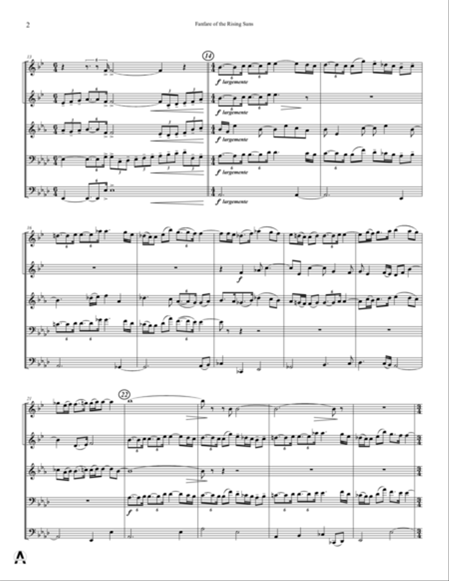 Fanfare of the Rising Suns Brass Quintet scores gallery preview page 4