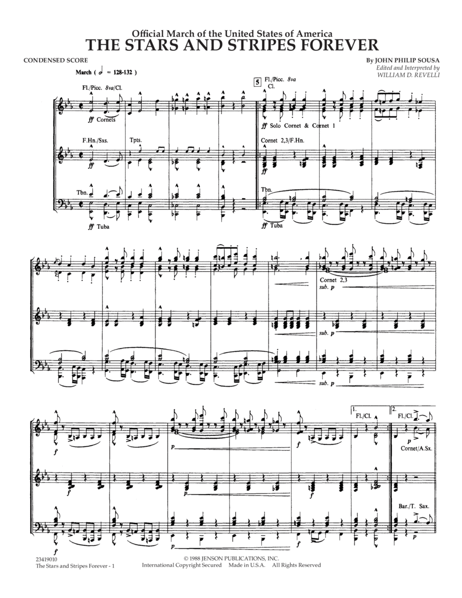 The Stars and Stripes Forever - Condensed Score