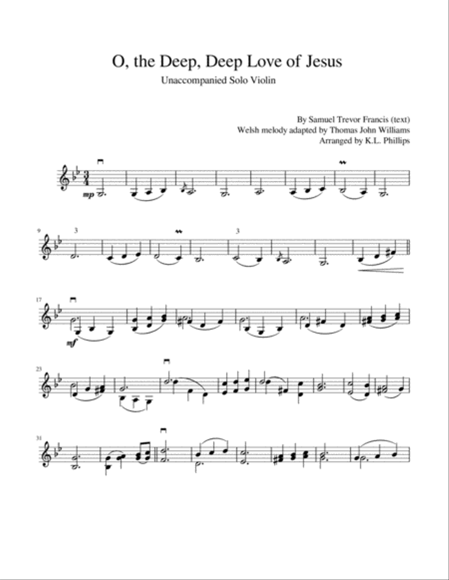 O, the Deep, Deep Love of Jesus - Violin Solo (Unaccompanied) Violin Solo scores gallery preview page 2
