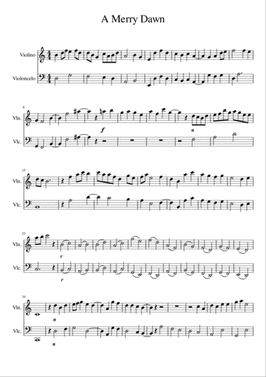 A Merry Dawn String Duet scores gallery preview page 1