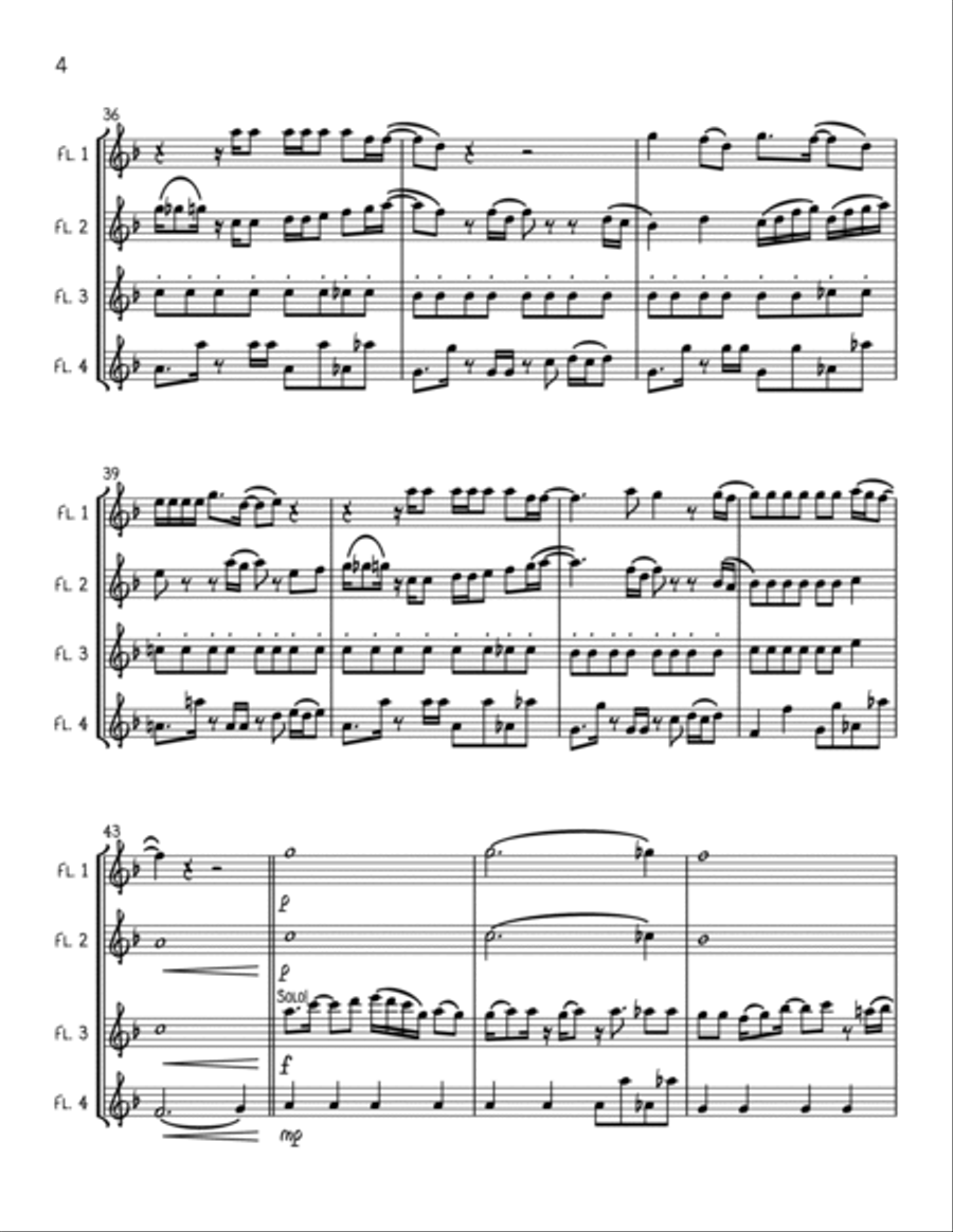 Murder On The Dancefloor Flute Quartet scores gallery preview page 4