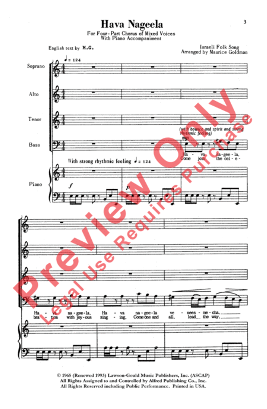 Hava Nageela 4-Part scores gallery preview page 3
