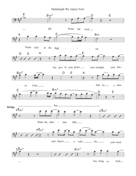 Hallelujah We Adore You! for Baritone-Tenor voice Lead Sheet