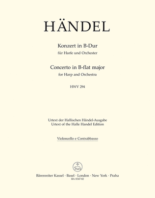 Book cover for Concerto for Harp and Orchestra B flat major, Op. 4/6 HWV 294