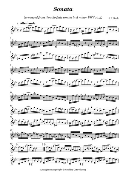 JS Bach - Sonata for solo violin (arrangement of BWV1013) image number null