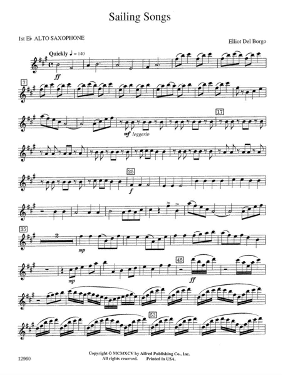 Sailing Songs: E-flat Alto Saxophone Concert Band scores gallery preview page 1