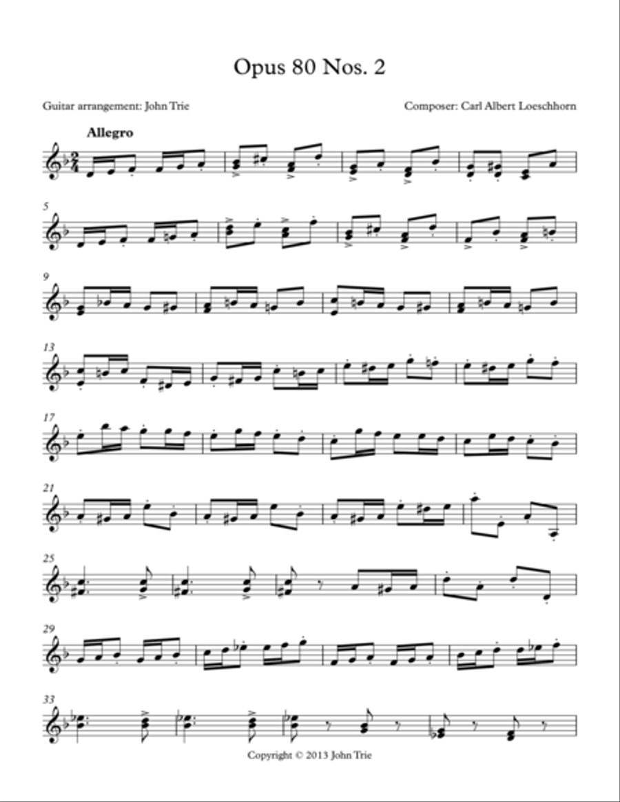 Opus 80 Nos. 2 Acoustic Guitar scores gallery preview page 1
