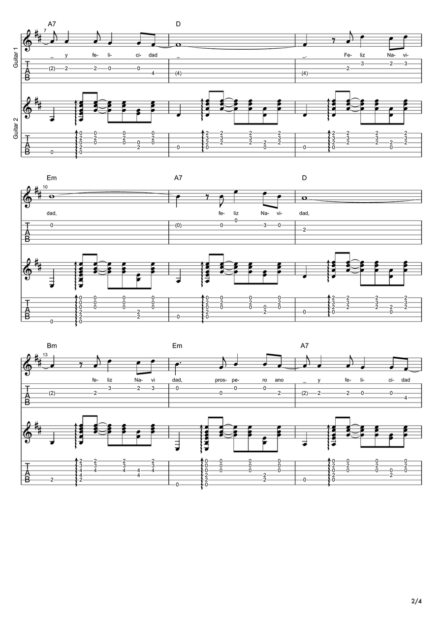 Feliz Navidad Acoustic Guitar scores gallery preview page 2
