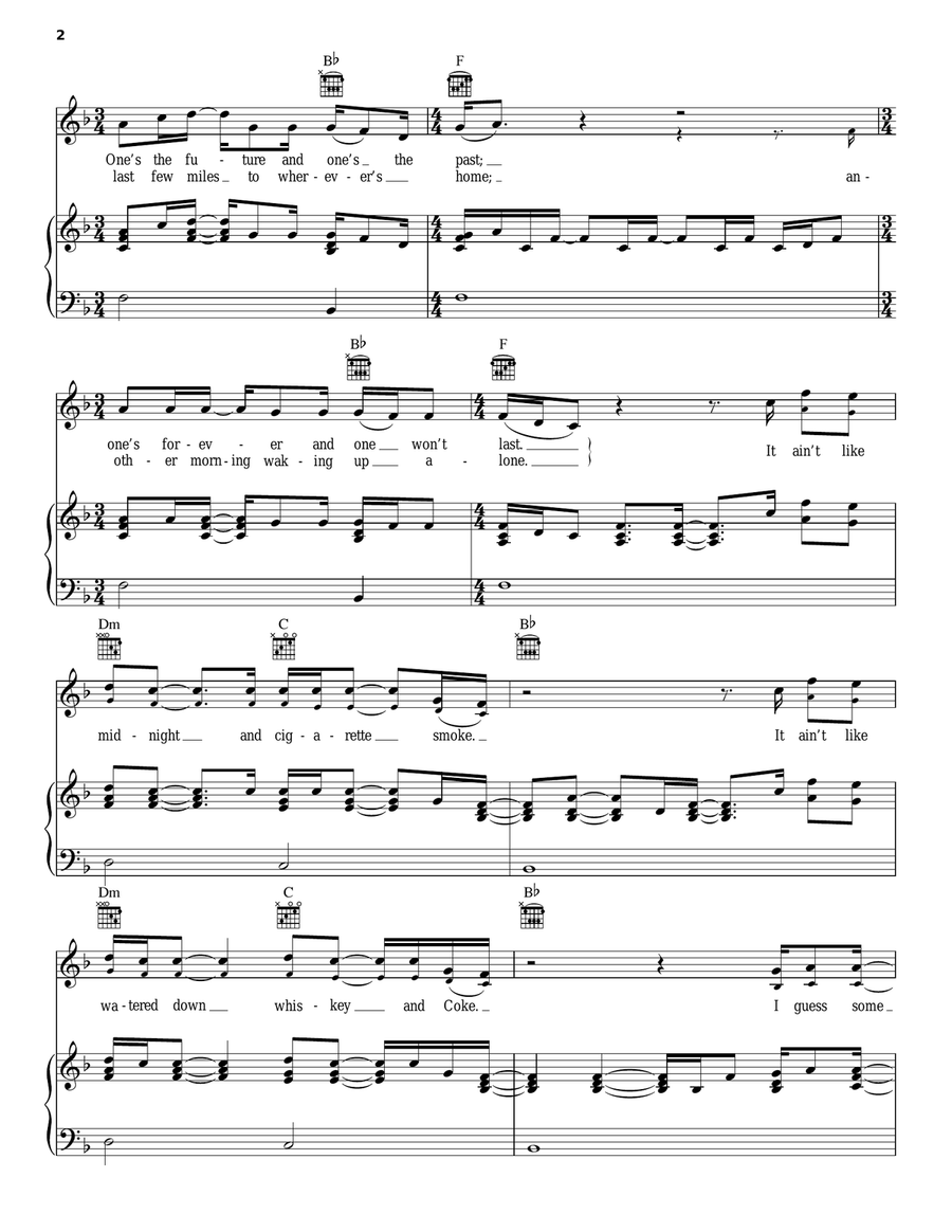 Diamond Rings And Old Barstools Piano, Vocal, Guitar scores gallery preview page 2
