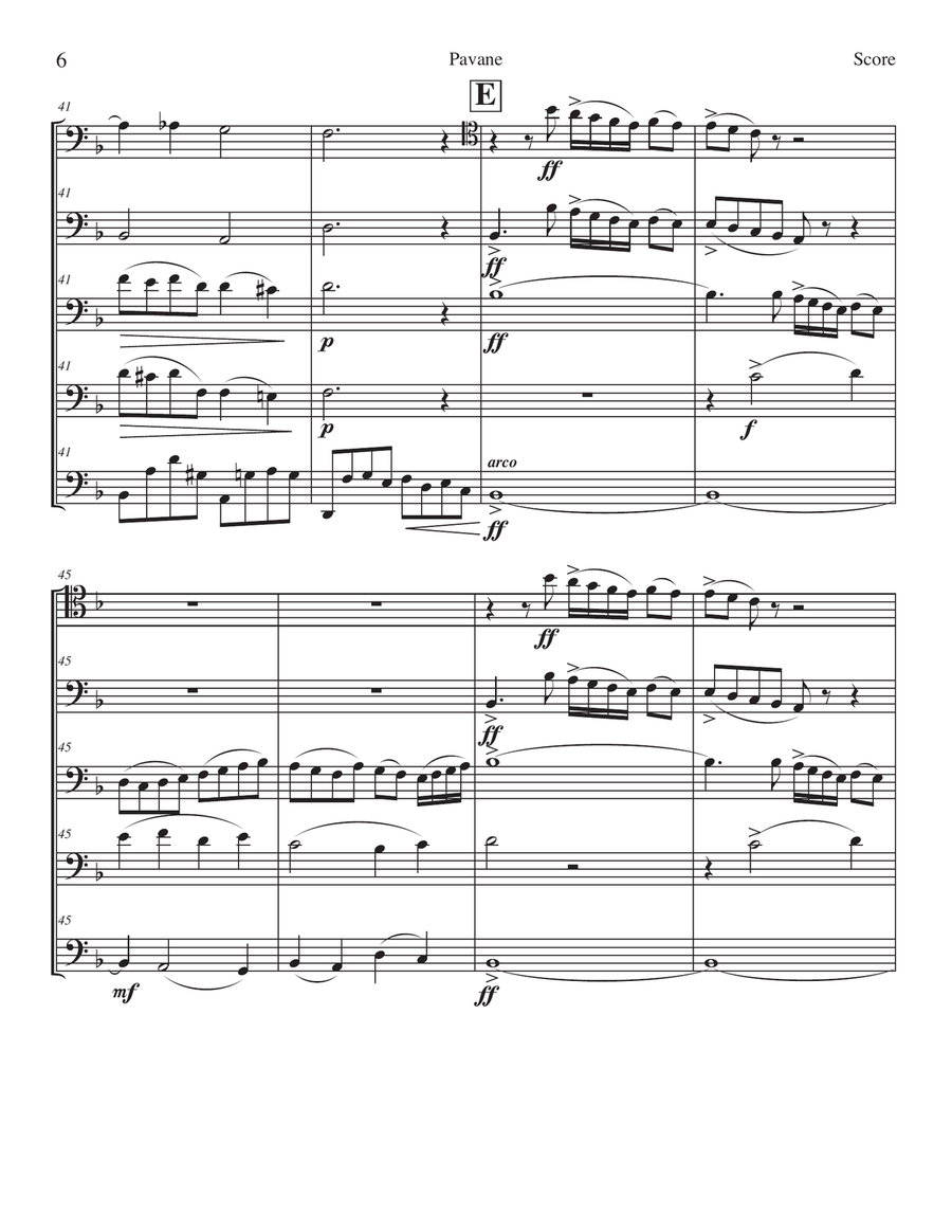 Pavane by Gabriel Fauré for Cello Quintet Small Ensemble scores gallery preview page 6