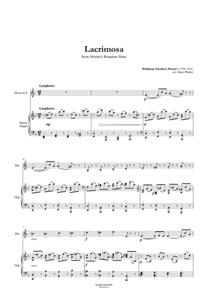 Lacrimosa - Mozart (for Horn in F and Piano/Organ) image number null