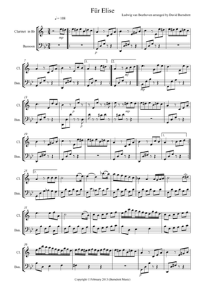 Für Elise for Clarinet and Bassoon Duet