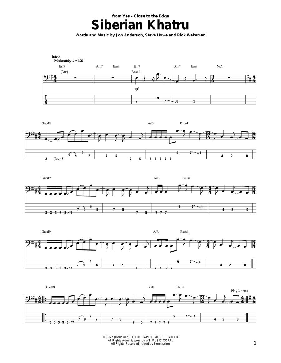 Siberian Khatru Acoustic Guitar scores gallery preview page 1