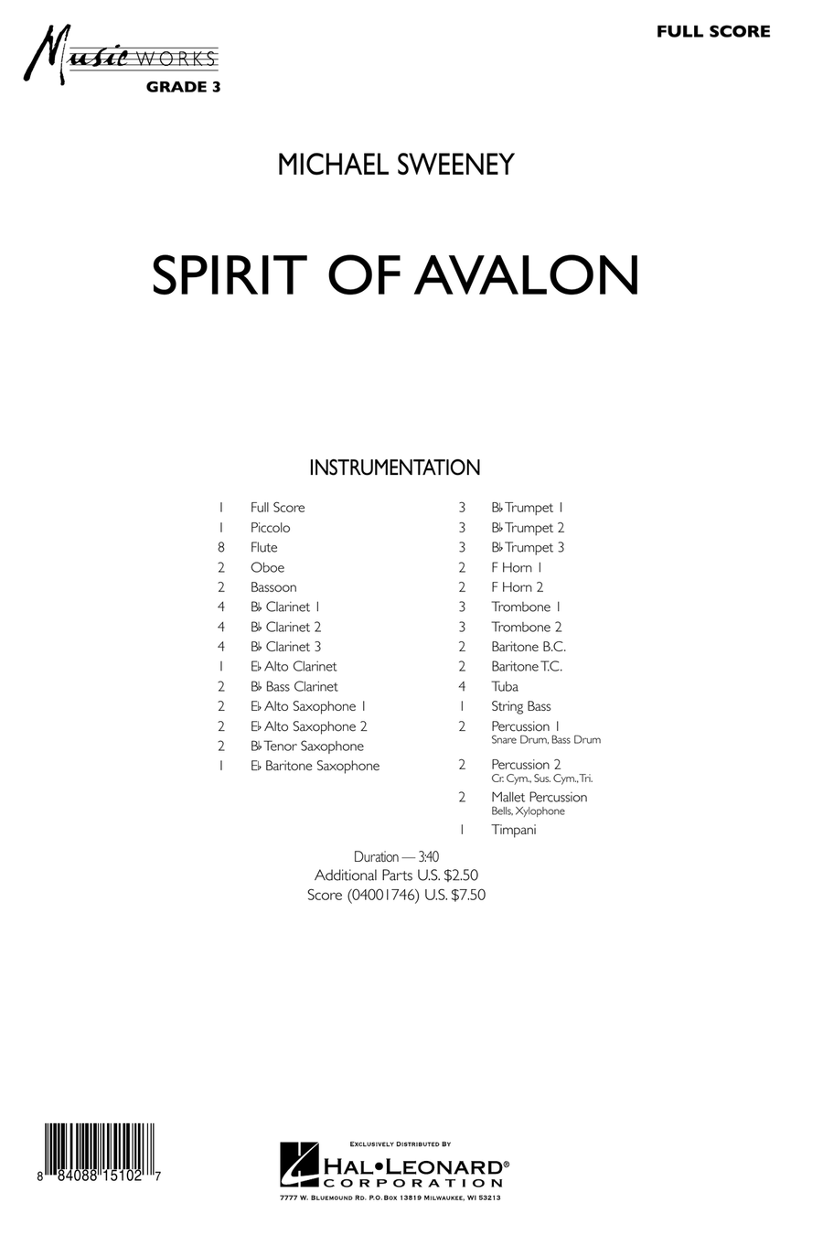 Spirit Of Avalon - Conductor Score (Full Score) Concert Band scores gallery preview page 1