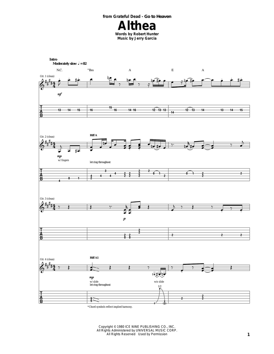 Althea Acoustic Guitar scores gallery preview page 1