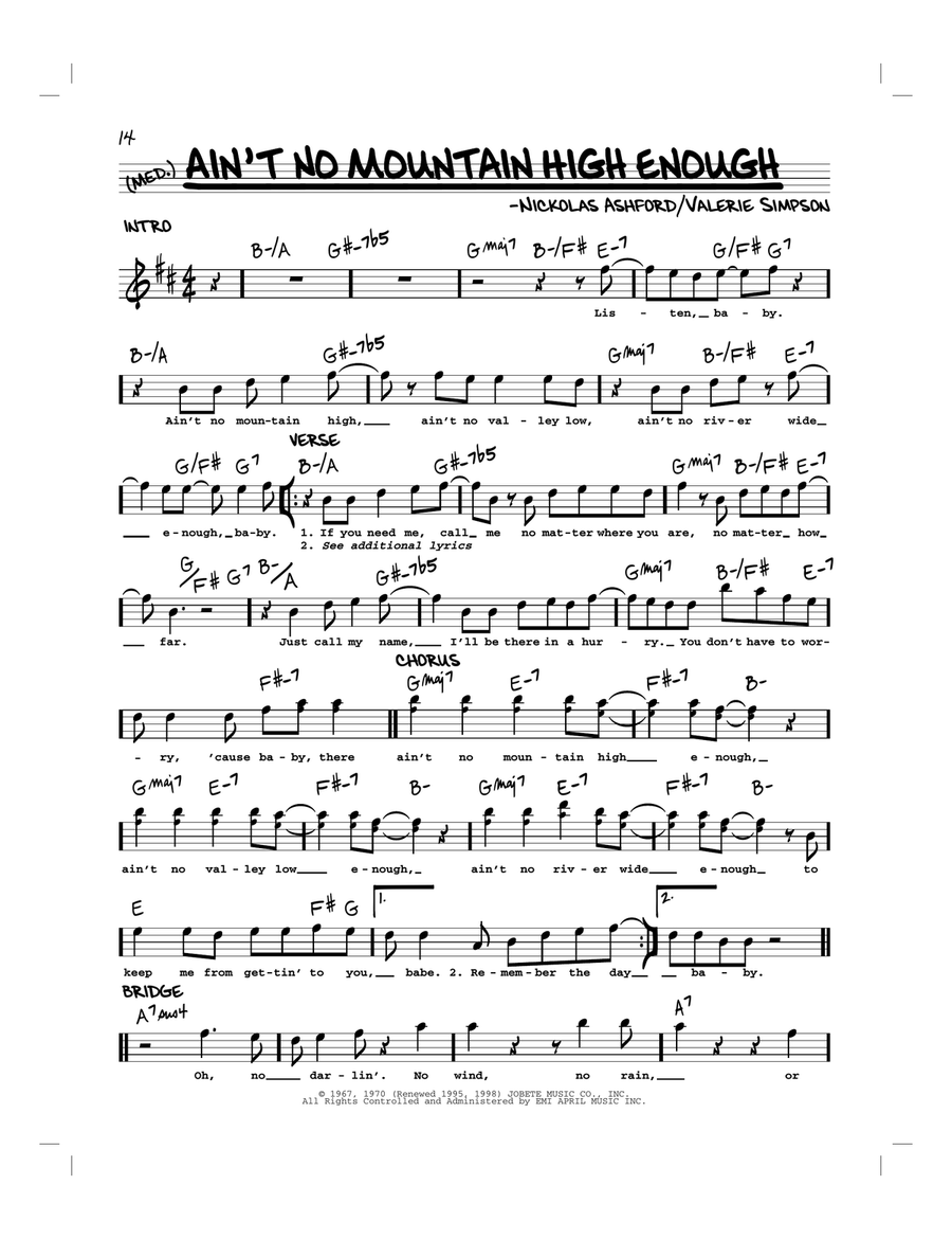 Ain't No Mountain High Enough Piano scores gallery preview page 1