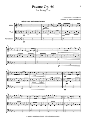 Pavane Op. 50 arranged for String Trio