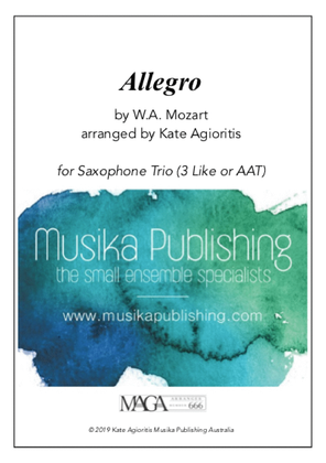 Book cover for Allegro - for Saxophone Trio