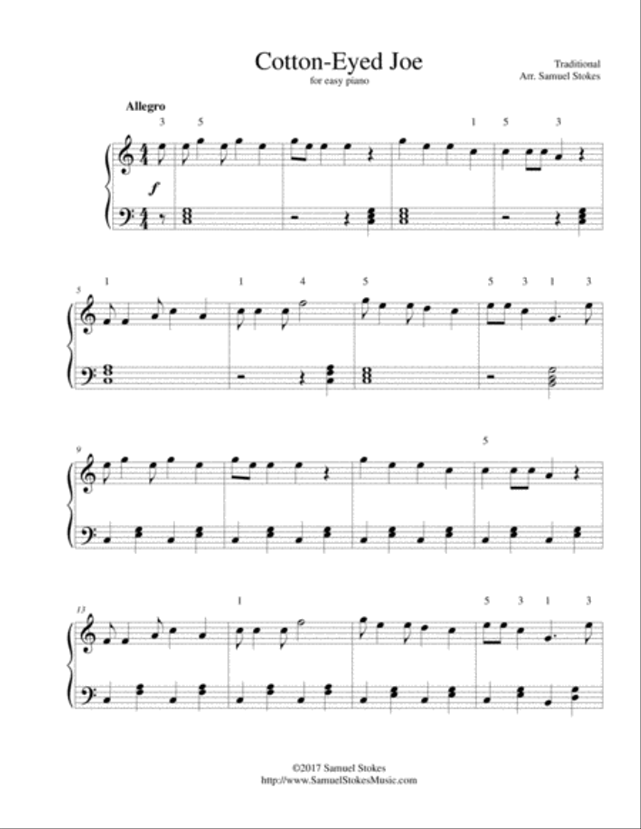 Cotton-Eyed Joe - for easy piano Easy Piano scores gallery preview page 1